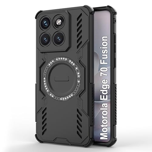 Image of Zapcase Back Case Cover for Motorola Edge 70 Fusion | Magnetic Case with Built-in Metal Ring | Supports MagSafe Charger, Wallet & Car Mount | Shockproof Hybrid PC + TPU | Black