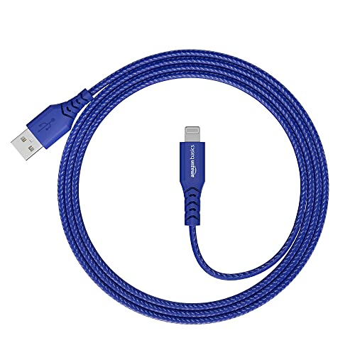 Image of Amazon Basics USB A to Lightning PVC Molded Nylon MFi Certified Charging Cable (Blue, 1.2 meter)