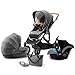 Kinderkraft Carrito Bebé 3 en 1 PRIME, Silla de Paseo, Silla Coche, Trio, Gris