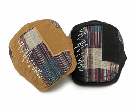 Image of Cotton Newsboy Cap,Breathable Ivy Gatsby Cabbie Beret Hat for Men's Women Driving Hunting Golf
