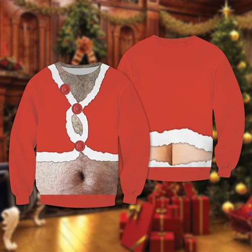 Funny Boobs Unisex Ugly Christmas Jumper Sweater 3D Belly Fat Printed Graphic Long Sleeve Sweatshirts Set 033
