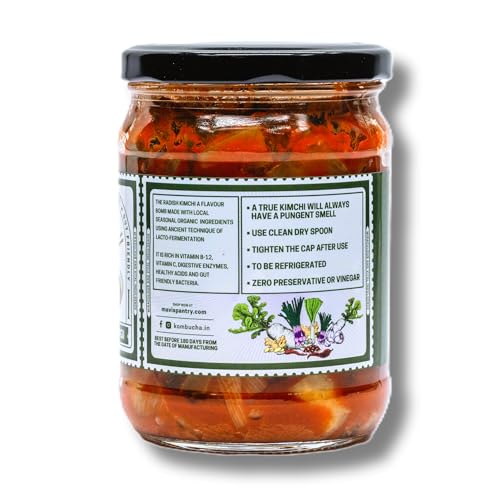 Image of MAVI's Radish Kimchi | Korean Kimchi | Artisanal Probiotic Pickle | 100% Natural, Organic & Vegan | No Preservatives, No Artificial Flavour or Colour | 500g | Pack of 1 |