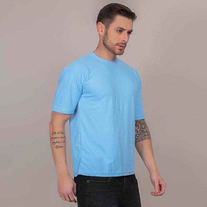 Image of Solid Self Design Oversized Tshirt for Men | Oversize T-Shirts for Men | Men Drop Shoulder Tshirts | Bagy Fit Men Tshirt