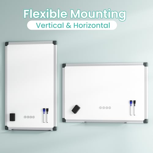 VUSIGN Magnetic Dry Erase Board for Wall, 36\" x 24\" Hanging Whiteboard for Office, School, Home, Includes Eraser, Markers, Magnets, Pen Tray, Silver Aluminum Frame White Board