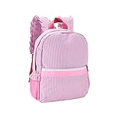 ONGLYP Lightweight Toddler Backpack for Girls,Seersucker Preschool Bookbag for Kids,Cute Pleated Children Kindergarten Backpack,SMALL (Pink, Small)