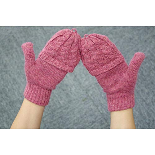 Luvas de inverno KesYOO de lã marrom com meio dedo, luvas quentes de tricô com capa flip, luvas para