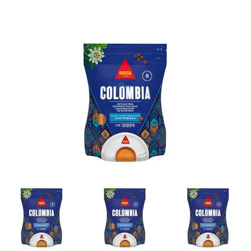 Delta Cafés Origen Colombia - Café Molido - Notas Suaves y Aterciopeladas con Leves Matices Cítricos - 220 g (Paquete de 4)