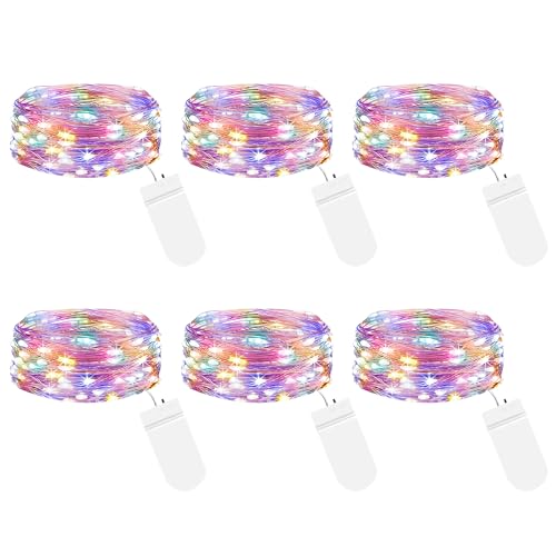 btfarm 8 Stück 20LED Mini Lichterkette mit Batterie Klein, 2M Silberdraht Kleine Lichterketten Batteriebetrieben, Micro Lichterkette Draht für Innen Weihnachten Hochzeit Party Deko, WarmWeiß