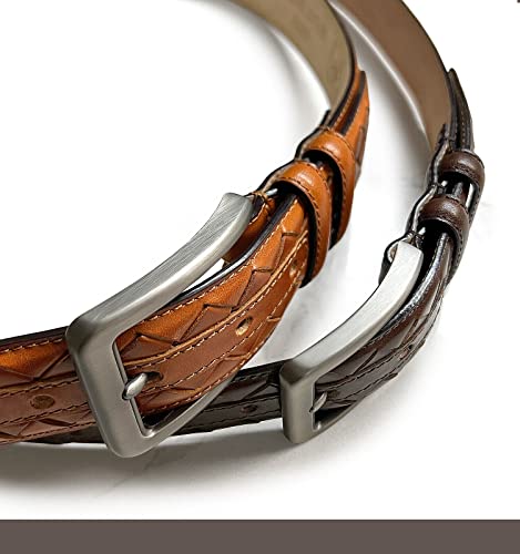 Men's Belt Leather Braided Casual and Dress Belt Genuine Cowhide Leather Woven Braided Belt 1-3/8"(35mm) Wide3