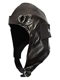 Deluxe Vinyl Vintage Bomber Pilot Aviator Helmet Flying Hat, Brown, One Size