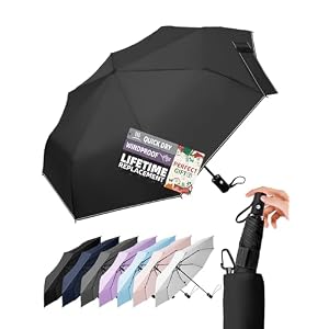 Compact Travel Windproof Umbrella, 43″ Auto open/close Folding Quick Dry Umbrellas for Rain, Lightweight Portable Small for Backpack Car, Thoughtful Gift for Women Men Kids, TSA Approved