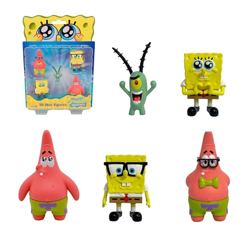 Bizak Bob Esponja Pack 5 Figuras Blister, muñecos coleccionables de 5 cm, Surtidos exclusivos con Personajes icónicos, Juguete para coleccionar (64393002-2)