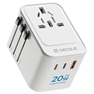[Compatibilidad mundial] El adaptador de viaje universal de decqle está diseñado con 4 enchufes intercambiables que cumplen con el estándar de enchufe internacional: 1. Tipo C (la mayor parte de Europa) 2. Tipo G (como Reino Unido, Irlanda, Singapur)...