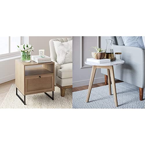 Buy Nathan James Mina Side, End Table Wood Finish & Matte Accents with