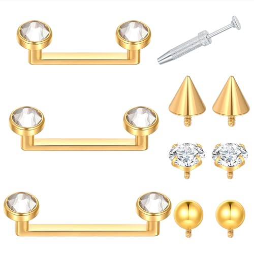 Xpircn Titanium Surface Tragus Piercing Jewelry with Piercing Ball Grabber Tool Staple Bar Piercing Jewelry Dermal Jewelry 14G 10mm 12mm 14mm