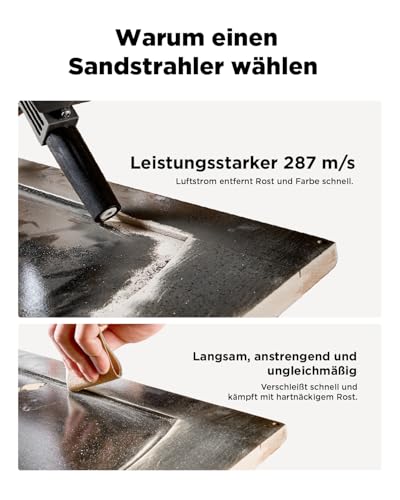 InoKraft Tragbare Sandstrahlpistolen-Set mit Öl-Wasser-Separator und Verlängerungsdüse, Mini-Sandstrahler zur Rost- und Farbentfernung, kompatibel mit Aluminiumoxid, Sand, Walnusschalen und Soda