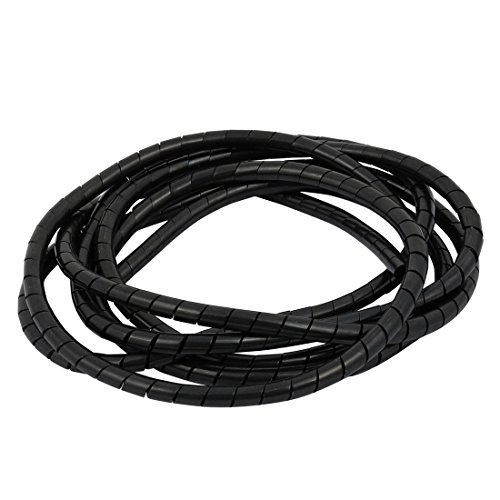 uxcell 6mm Diameter Flexible Spiral Tube Cable Wire Wrap Manage Cord Black 2Meter Long