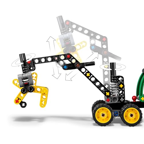 Image of LEGO Technic John Deere 1470H Wheeled Harvester - Working Claw and Log - Model Building Toy - 42218