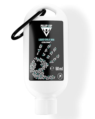 PULLUP & DIP Liquid Chalk 50ml - Flüssige Kreide für perfekten Grip beim Klettern, Bouldern, Gewichtheben & Calisthenics – Schnell trocknend, extra stark, staubfrei & ideal für unterwegs am Karabiner