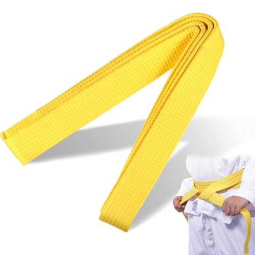 JAWUZ Cinturón de judo y karate de 280 cm, para deportes, artes marciales, cinturones profesionales de taekwondo, cinturón de Aikido, cinturón de tela gruesa para adultos(amarillo)