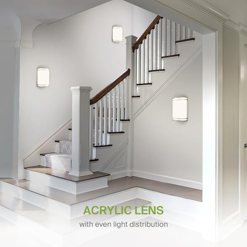 Image of ASD Indoor LED Wall Sconce Lights - 8 Inch 15W Brushed Nickel Modern LED Wall Sconces Hardwired - ETL Dimmable 3000K 4000K 5000K Adjustable Sconce Light Fixture for Bedroom, Hallway