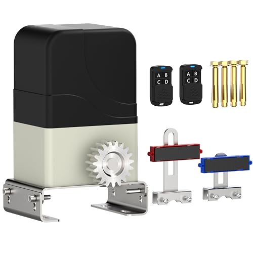 Bltezeit Automatic Sliding Gate Opener 900lbs with 2 Remote Controls Rack Driven Electric Slide Gate Motor for Driveway Fence Rolling Gates with Complete Hardware Kits (Racks NOT Included)