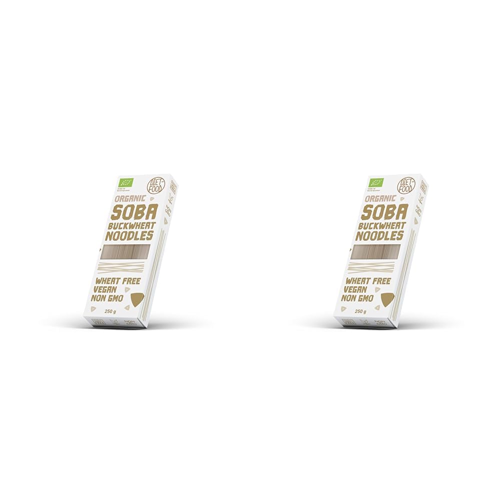 DIET-FOOD Bio Buchweizen Soba Nudeln Lebensmittel Pasta Vegane Glutenfreie Laktosefrei Sojafrei Nudeln für Vegetarier und Veganer 250 Gramm (Packung mit 2)