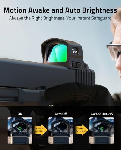 Image of CVLIFE BearMight 5000G Shockproof Auto-Brightness Red /Green Dot Sight for RMS RMSc, 36MOA Circle & 2MOA Dot Motion Awake Open Reflex Sight with Hood, Adapter for MOS /RMR /Picatinny, Optics for Hunting
