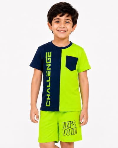 Image of Kuchipoo Boys Regular Fit Cotton T-Shirts and Shorts Set