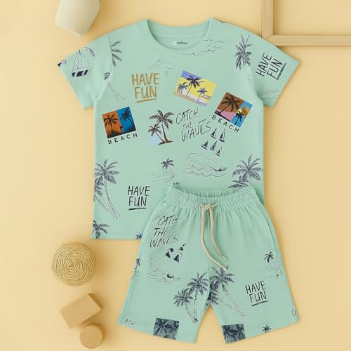 Image of Kidbea Kids Cotton T-Shirt and Shorts Set | Soft Breathable Co-Ord Outfit for Boys | Trendy & Stylish Summer Wear | Boys Clothing Set