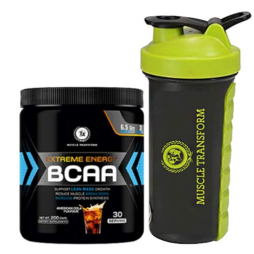 Muscle transform Extreme Energy BCAA- Amino Acids -Free - Glutamine - Citrulline - L-Arginine - Taurine, Energy drink for Workout BCAA Powder, Pre/Post/Intra Workout Supplement 100% Micronized Vegan, Muscle Recovery, Lean Muscles & Endurance BCAA Powder - Zero Carbs, Zero Sugar, Calories 30 Serving (American Cool Flavour) with free gallon bottle