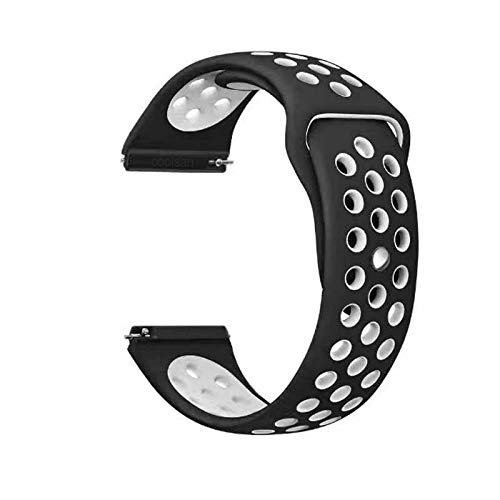 Image of AEETZ 22mm Width Soft Silicon Sports Band Strap Compatible with Samsung Galaxy S3 Frontier, Classic /Galaxy Watch 46m /Huawei Watch GT2(46m) /Honor Magic Watch 2(46mm) /Huawei GT2e - Black Whie