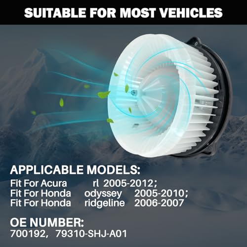 Image of 700192 AC Heater Blower Motor Fan Assembly Fit for Acura rl 2005-2012, for Honda Odyssey 2005-2010, Ridgeline 2006-2007 79310SHJA01, 79310SJAA02, 79310SJCA02