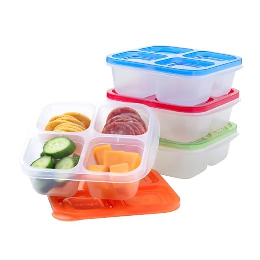 EasyLunchboxes - Bento Snack Boxes - Reusable 4-Compartment Food Containers for School, Work and Travel, Set of 4, Classic