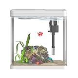 2 Gallon Glass Small Fish Tank Starter Kits - Betta Fish Tank with Filter and Light, Self-Cleaning Fish Tank.