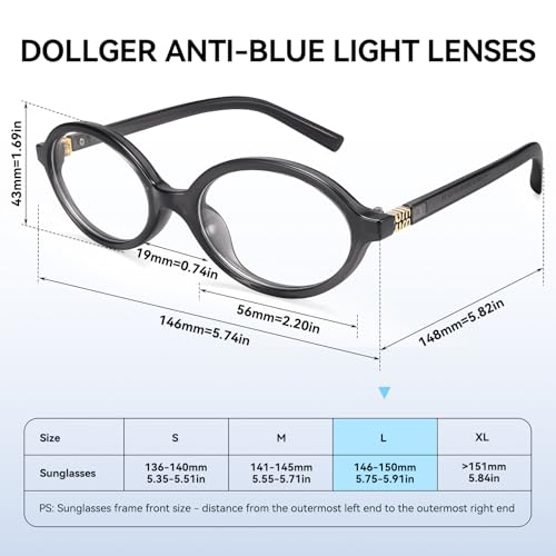 Image of Dollger Oval Blue Light Glasses for Women Men Fashion Retro 90s Small Frame Computer Glasses