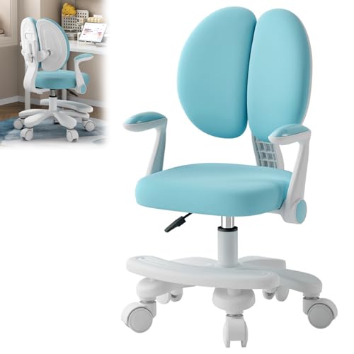 TAZZOR Silla de escritorio infantil, altura ajustable, silla giratoria ergonómica para niñas y niños, cómoda silla de aprendizaje para habitación infantil (modelo de actualización (manillar + pasos