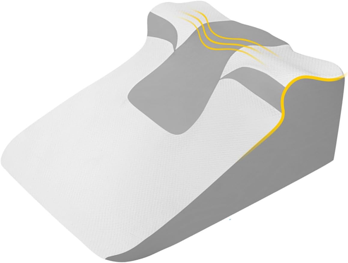 Bed Wedge Pillow Headboard 9 Inch for Back and Side Sleepers - Ergonomic Back, Neck, Head Support for After Surgery, Snoring Relief, Acid Reflux Relief, Restful Sleep & Comfortable Breathing White & Gray