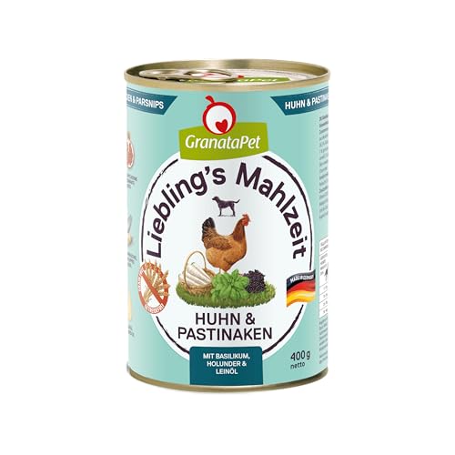 GranataPet Liebling's Mahlzeit Huhn & Pastinaken, Nassfutter für Hunde, Hundefutter ohne Getreide & ohne Zuckerzusätze, Alleinfuttermittel, 6 x 400 g