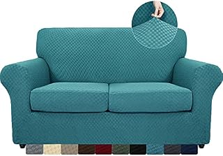 MAXIJIN 2 Piece Newest Jacquard Chair Covers with Arms Super Stretch Non Slip Chair Slipcover for Living Room Dogs Pet Friendly Elastic Sofa Couch Protector Armchair Cover (1 Seater, Army Green)