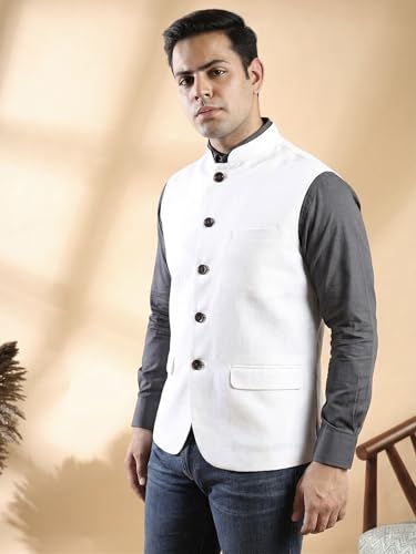 Image of Ethluxis Men's Designer Solid Nehru Jacket /Waist Coat /Bandhgala