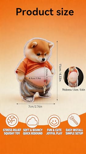 Image of 3D Shiba Inu Dog Belly Stickers Door Stop Wall Protector Silent Shockproof Soft Rubber Wall Door Knobs Refrigerator Door Closets from Damage 2 Pack (A (2 Pack)