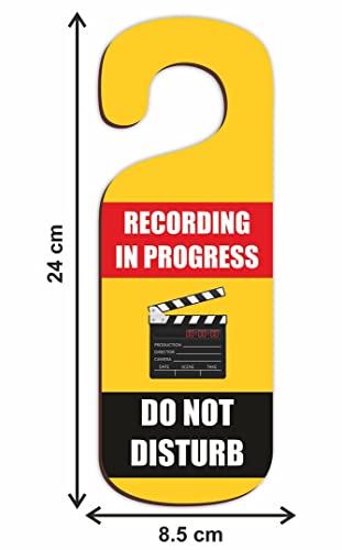 Image of CVANU Recording in Progress Do Not Disturb Wooden Door Sign Hanger Size(24cm x 8.5cm) cv78