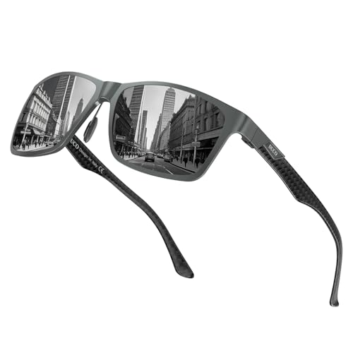 DUCO Polarized Sunglasses Men Lightweight Al-Mg Carbon Fiber Rectangle Sunglasses for Men UV400 Protection Sun Glasses 8206 by DUCO - Used condition - US$27.74