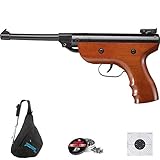 ECOMMUR S2 Madera | Pack Pistola zasdar de balines (perdigones) y Aire comprimido (por Muelle) con Mochila. Diferentes calibres (5,5mm)