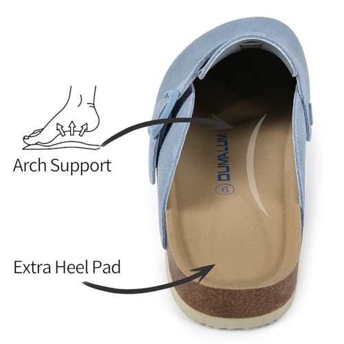 Dumalum Women's Suede Clog Leather Mules Arch Support Potato Shoes with Comfort Cork Footbed - Clogs for Women Men Unisex Antislip Slippers Sandals4