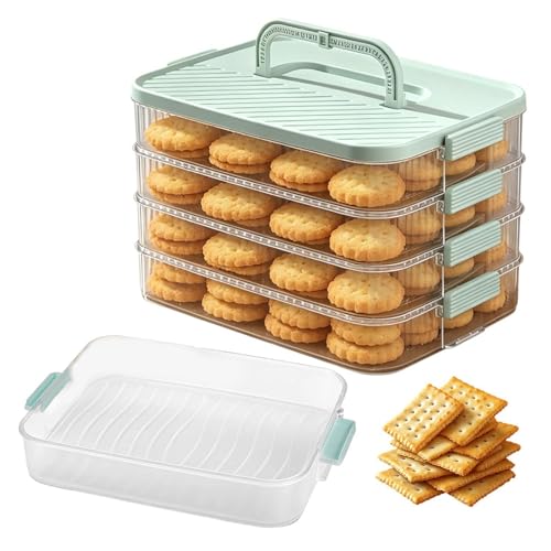 Contenedor para galletas de 4 niveles hermético con asa para organizar aperitivos en casa 2
