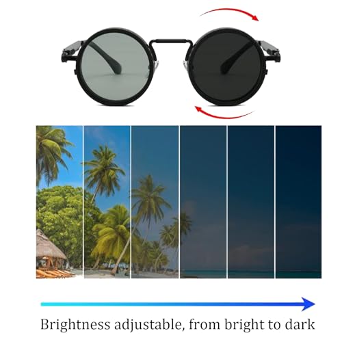 Adjustable Tint Rounded Polarized Lenses Retro Sunglasses, Adjustable Tint Sunglasses with ND Filter for Men Women2