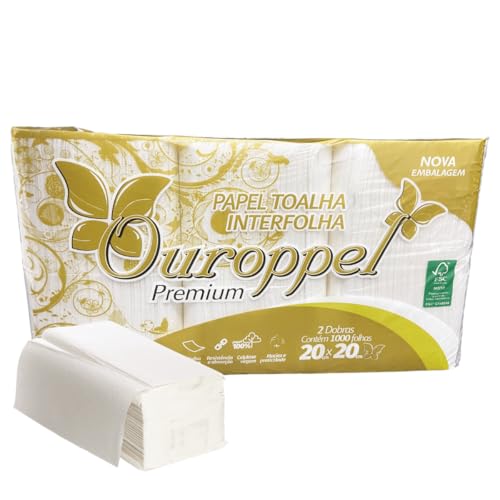 Papel Toalha Interfolha 2 Dobras Folha Simples Premium 1.000 Folhas 20x20 Ouroppel
