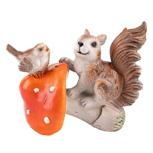 PENCHEAK Giardino Scoiattoli Decors Statue Fairys Accessori da Giardino Figurine per Animali da Esterno Regalo per Casa Casa Scoiattoli Ornamenti Uccelli Statue Funghi